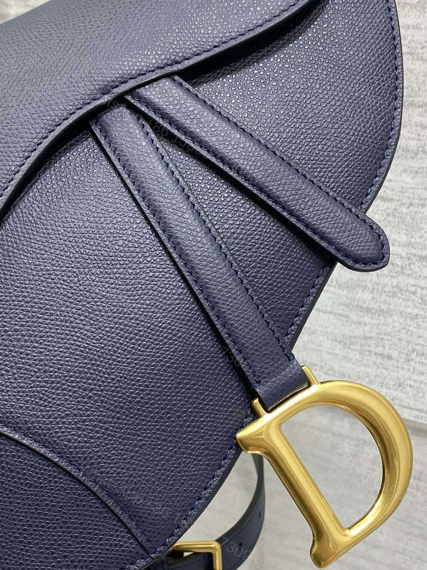 View 2 of Dior Saddle Bag in Deep Ocean Blue Gold Hardware