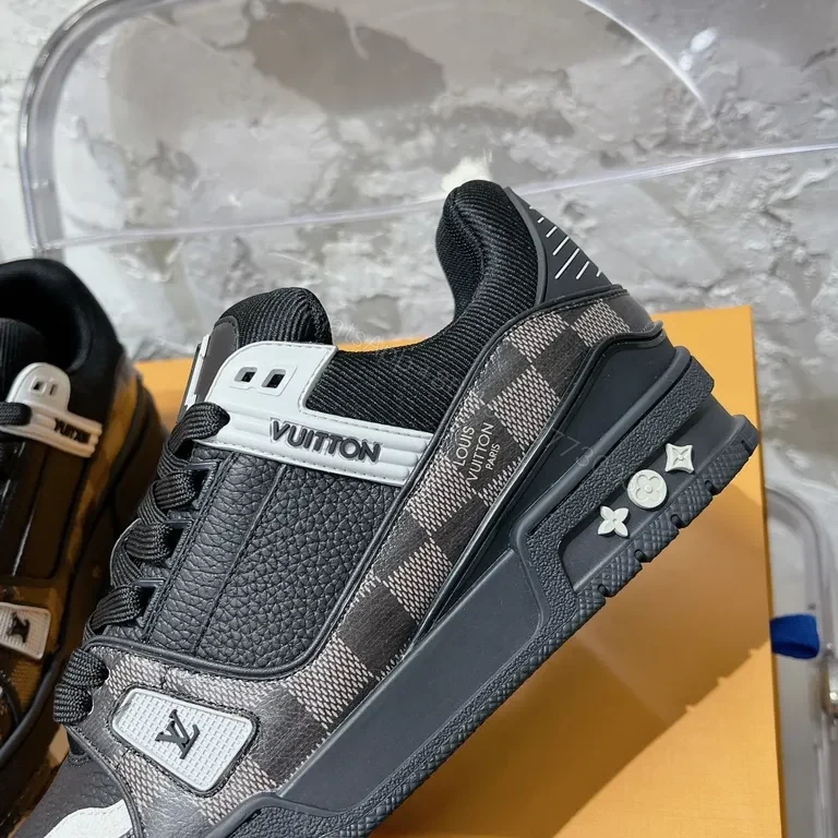View 8 of Checkerboard Leather Sneaker: Luxury Casual Luxury, LV-Inspired Black/White Shoes