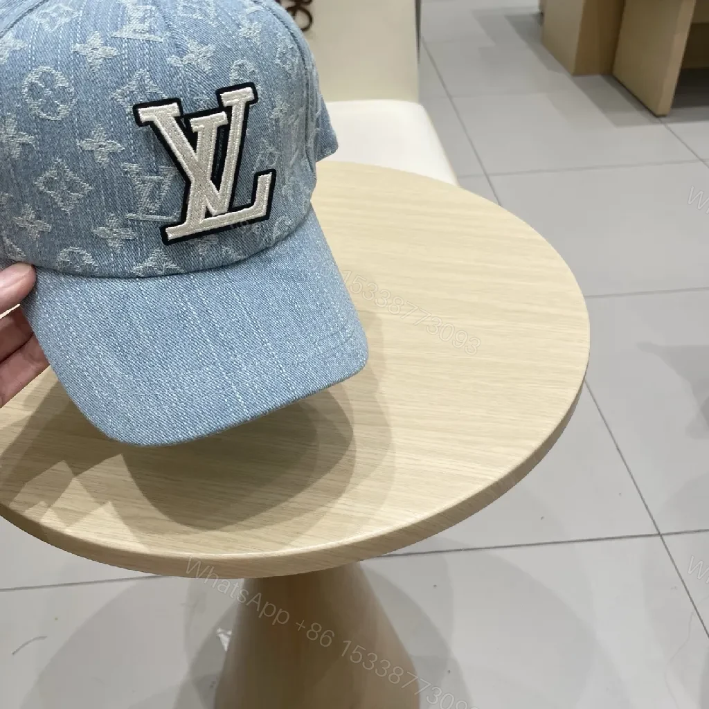 View 5 of Denim-Luxe Monogram Cap: Subtle Luxury Cap