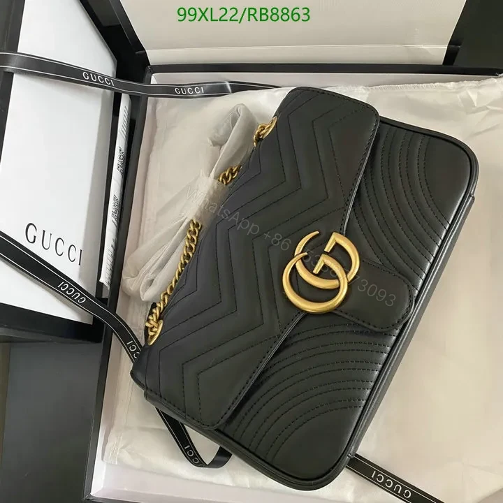 View 23 of Small Gucci GG Marmont Chain Bag in White Chevron Leather 987654
