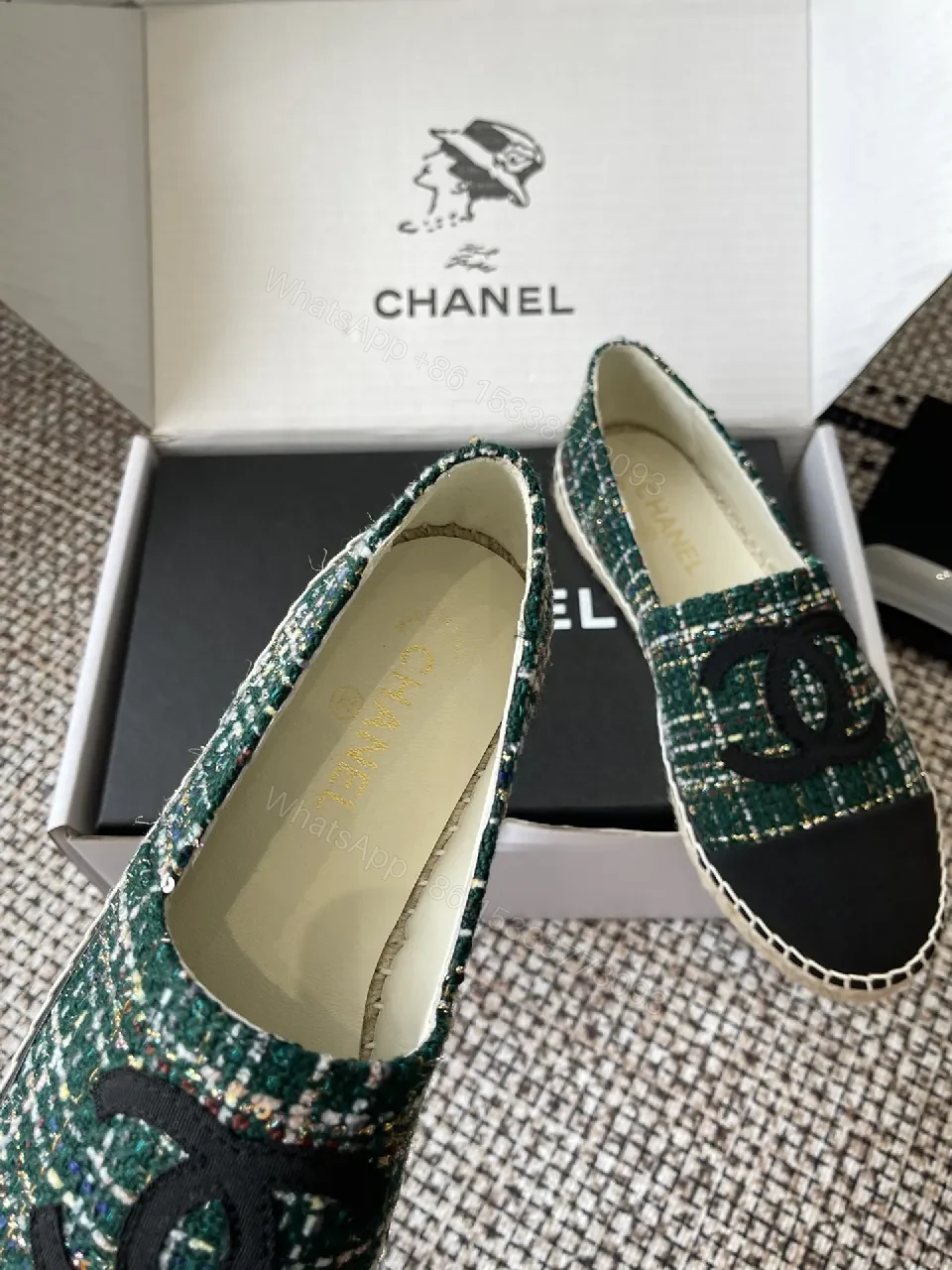 View 9 of Green Tweed Slip-Ons: Luxe Logo Cap Toe Loafers