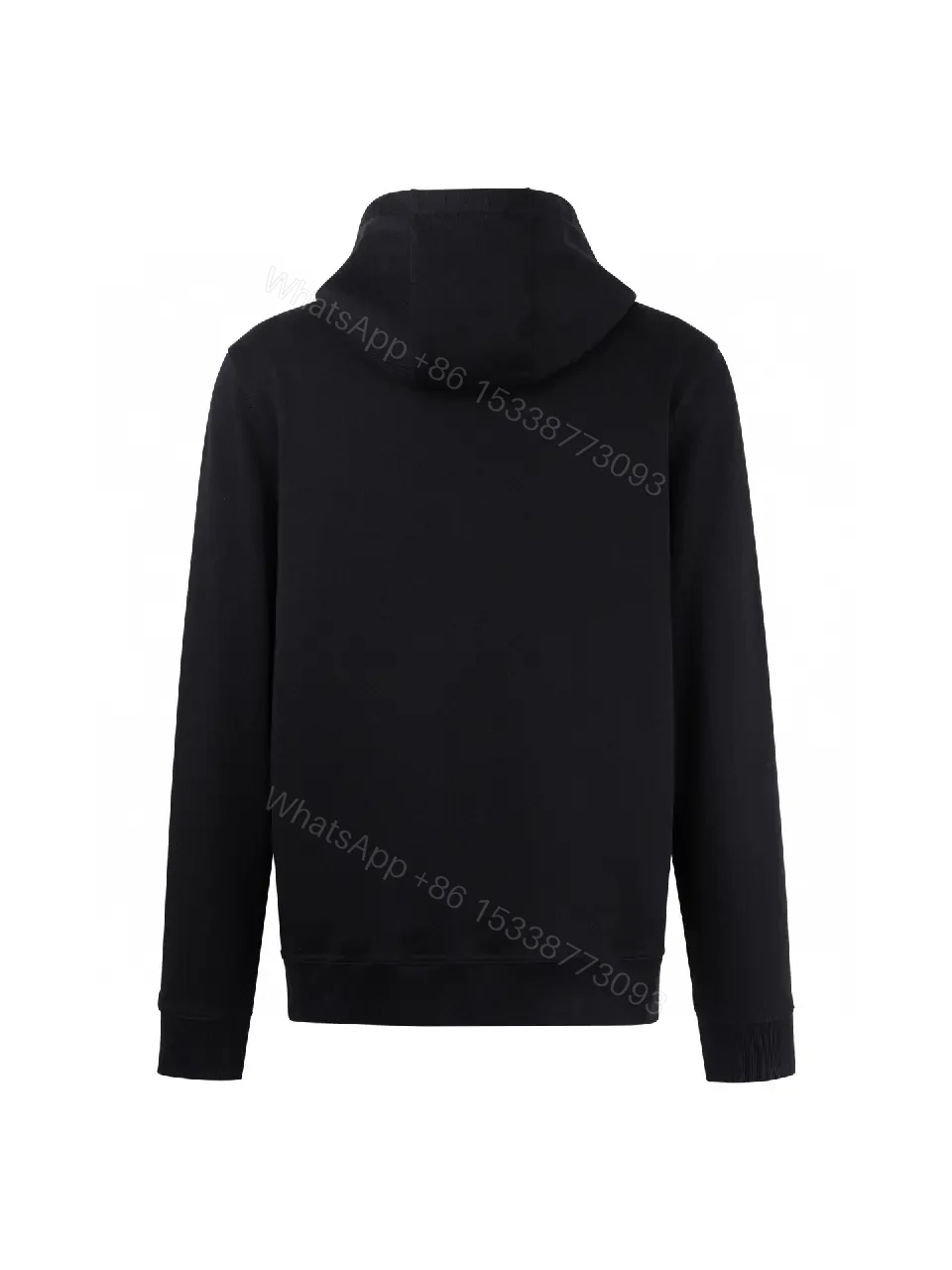 View 4 of Black Cotton Zip Hoodie with Burberry-Check Interior