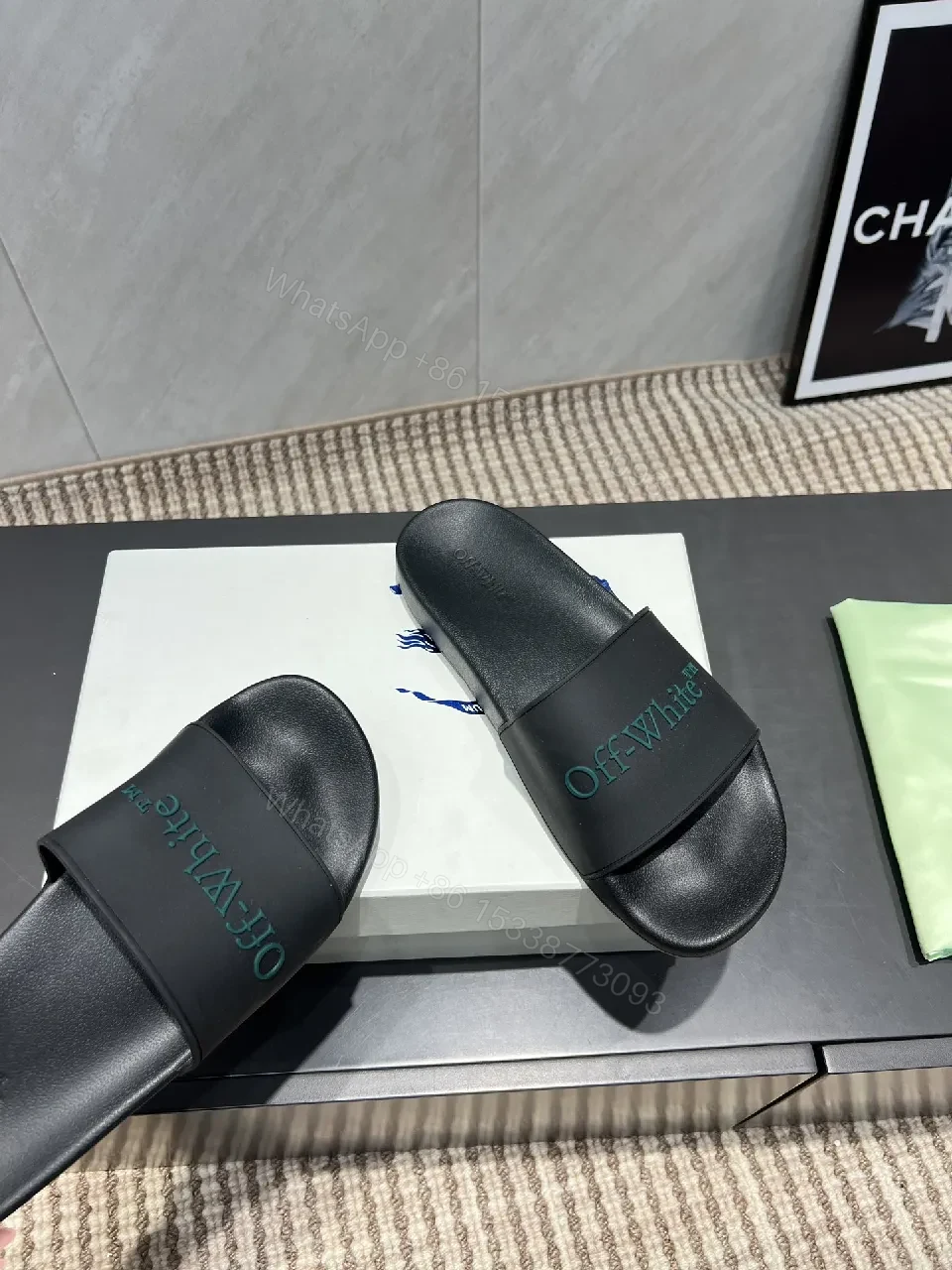 View 6 of Premium Black Slide Sandals – Subtle Logo Comfort