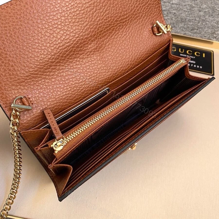 View 5 of Gucci Jackie 1961 Continental Chain Wallet GG Denim Blue 19Cm