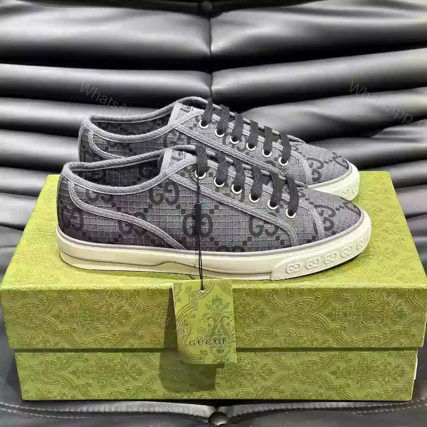 GUCCI TENNIS 1977 SHOES SNEAKERS IN DARK GREY/BLACK – GC280 — view 1