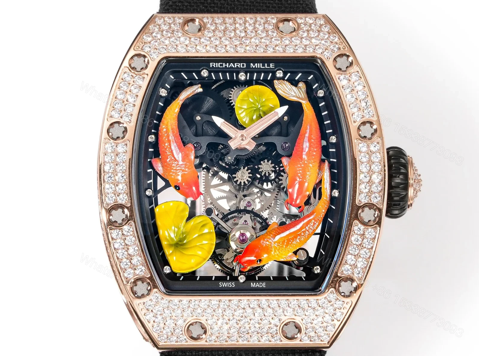View 2 of Richard Mille RM S10 Koi Tourbillon Red Gold Diamond Watch RMS10-KOI-BK-02
