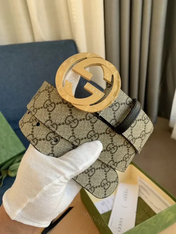 GG Supreme Canvas Belt with Bold Gold Buckle - Luxury Designer Style belt — view 1