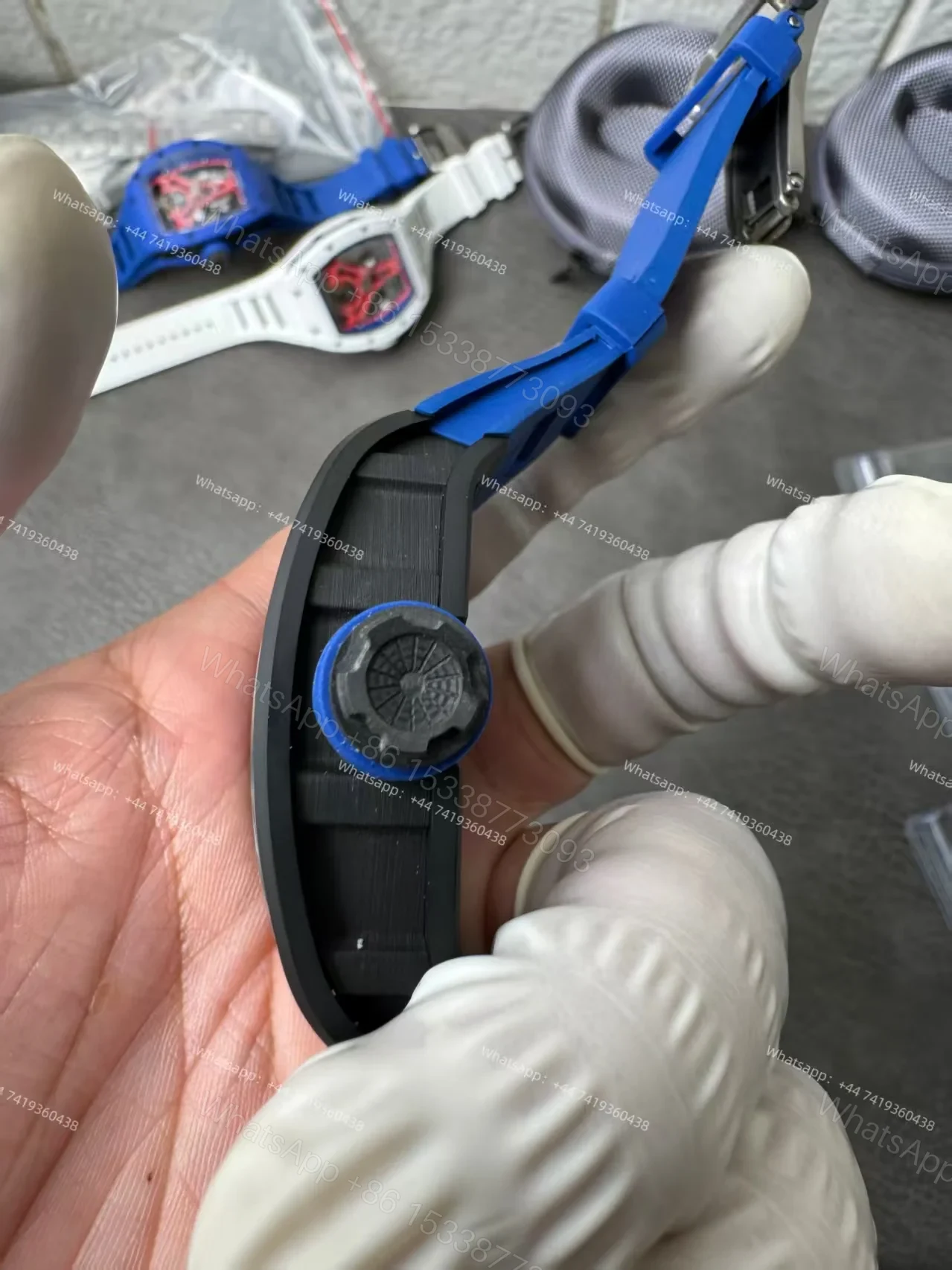 View 6 of Super Clone Richard Mille RM52-03 Paris Saint-Germain Black Ceramic Skeleton Tourbillon 1:1 Replica Watch