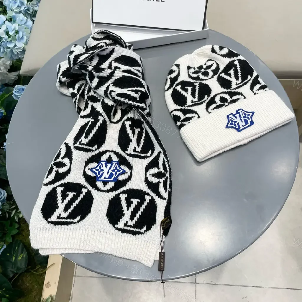 View 4 of Bold Monogram Knit Set: High-Contrast Luxe Comfort