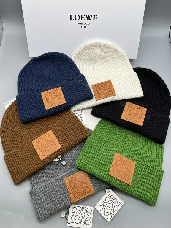 View 7 of Cozy Knit Beanie with Leather Patch â€“ Luxe Loewe-Inspired Style