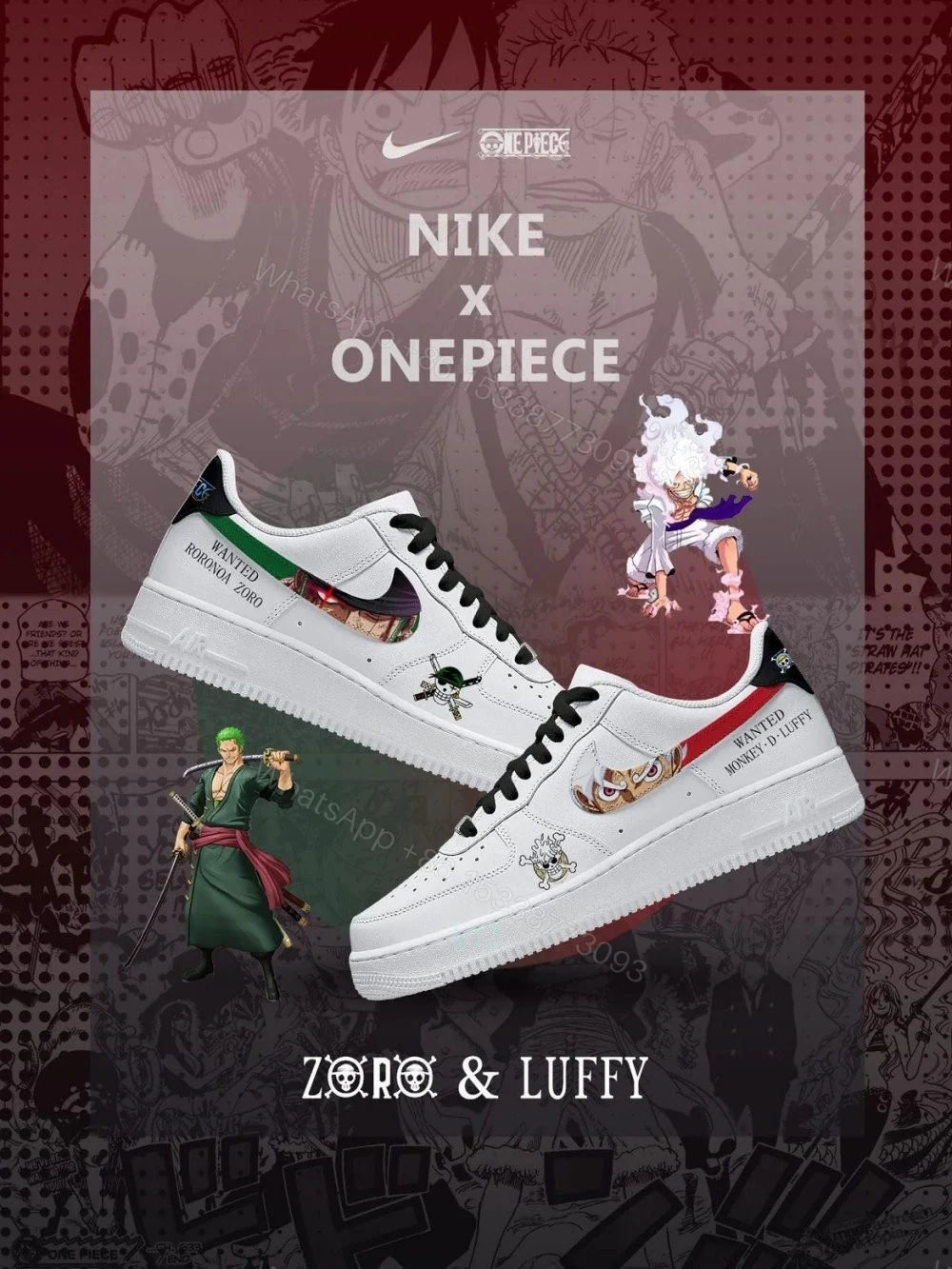 Luffy & Zoro Custom Air Force — view 1