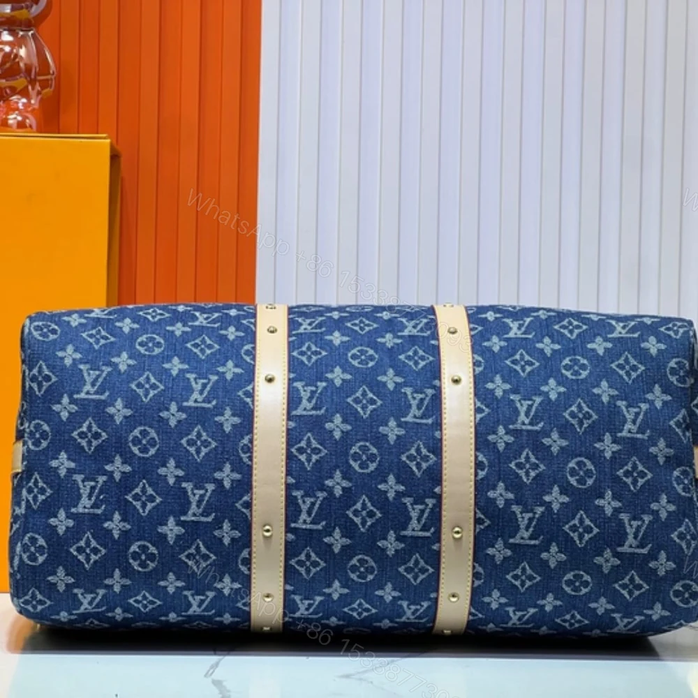 View 5 of Louis Vuitton Keepall Bandouliere 45 Denim Blue 45Cm