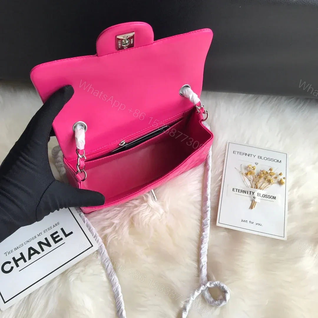 View 2 of CHANEL 20 CLASSIC SMALL DOUBLE FLAP BAG IN DEEP PINK CALFSKIN