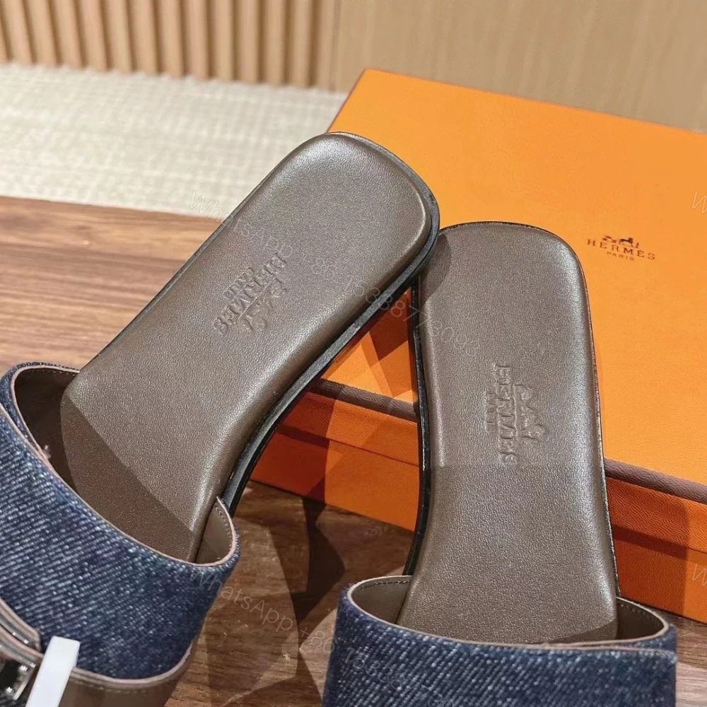 View 5 of 高仿Hermes*H241889ZH48經典一字拖鞋深藍色免檢版