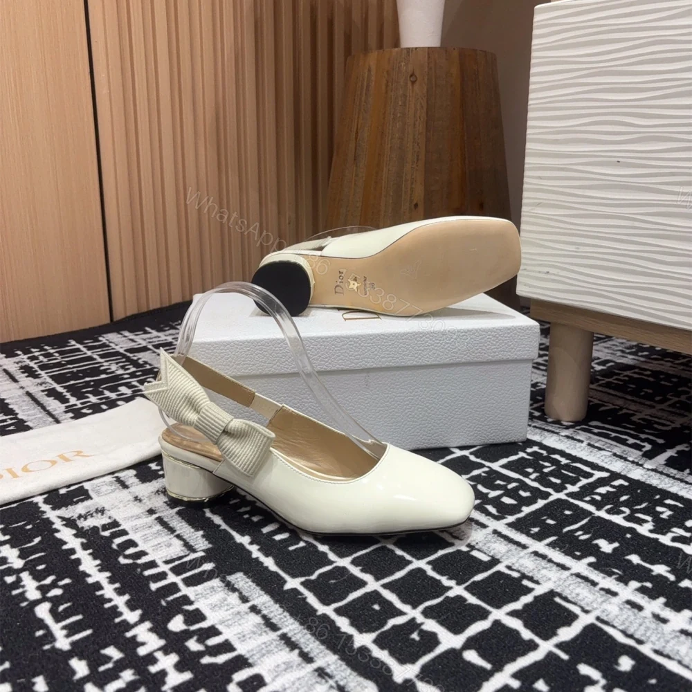 View 9 of 高仿Dior*Miss系列KDV271露跟蝴蝶結矮踭鞋白色免檢版