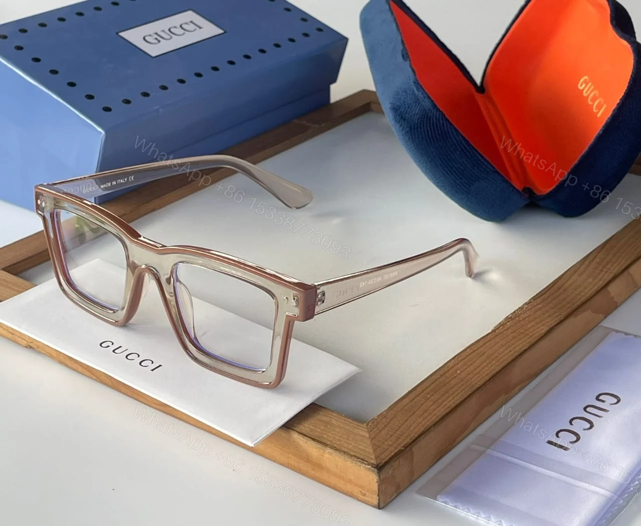 View 5 of Gucci Transparent Eyeglasses Square Frame Clear Lens