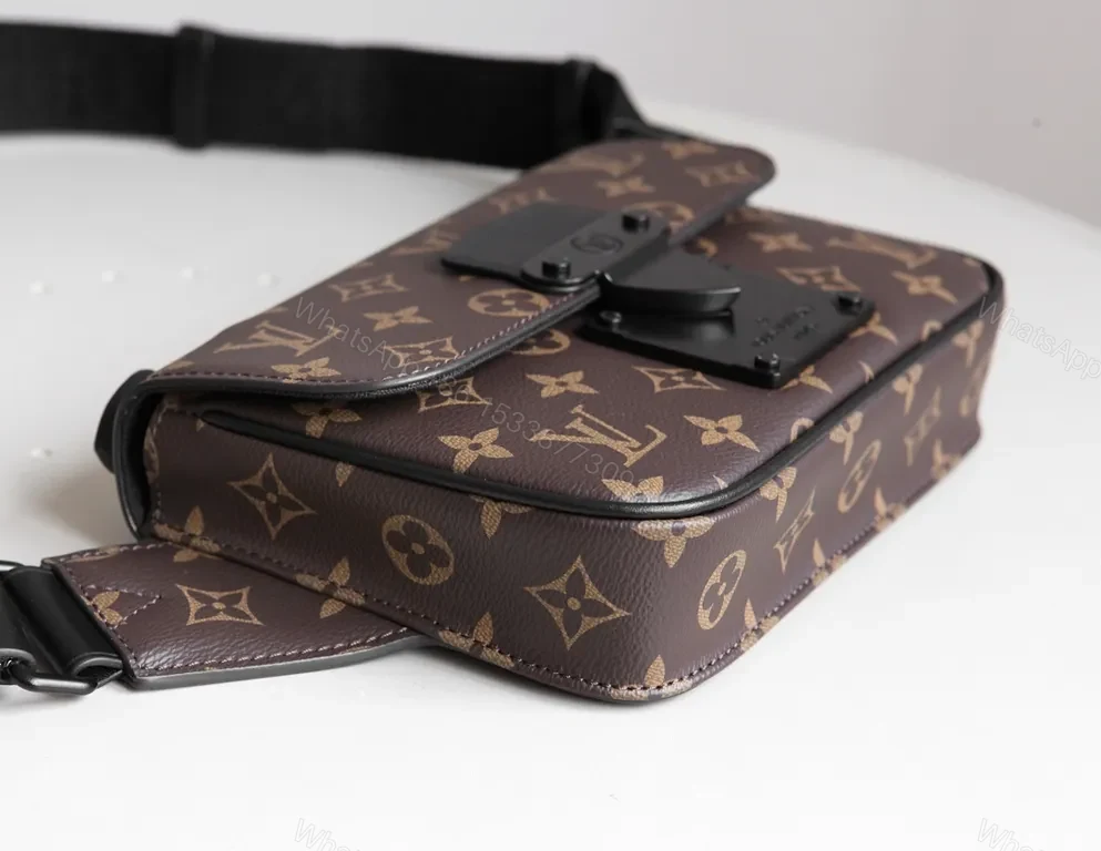 View 6 of Black Monogram Canvas Crossbody: Sleek, Secure Hands-Free Bag