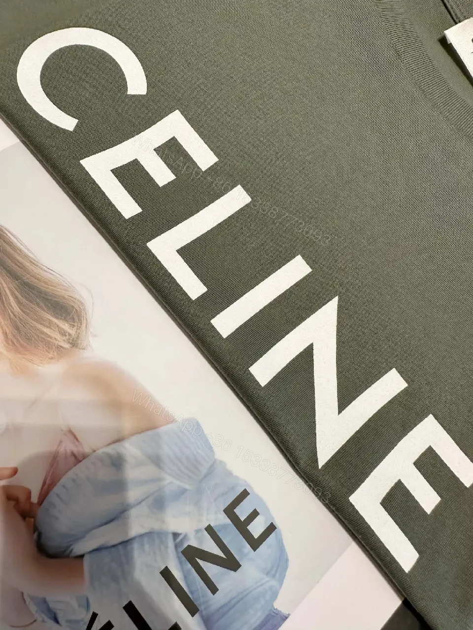 View 3 of Soft-Heavyweight Cotton Tee — Sage, Relaxed Fit, Logo Accent, Tee