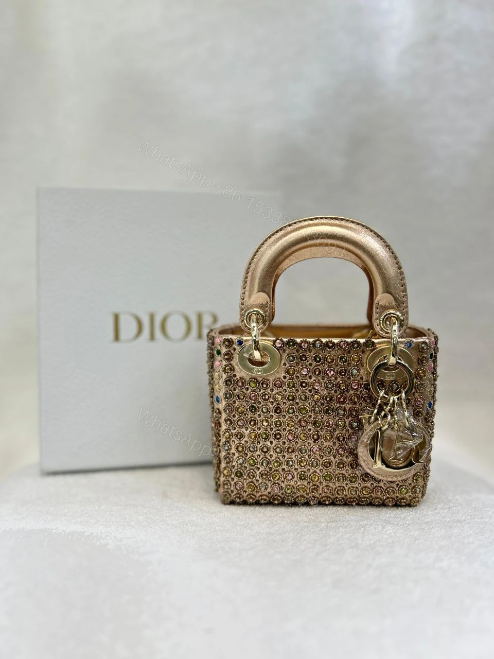 View 9 of CHRISTIAN DIOR Metallic Calfskin Crystal Mini Lady Dior