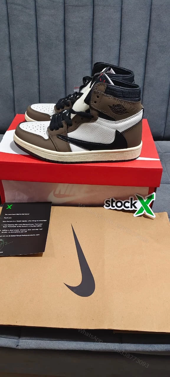 View 3 of First Copy Nike Air Jordan 1 x Travis Scott Brown High