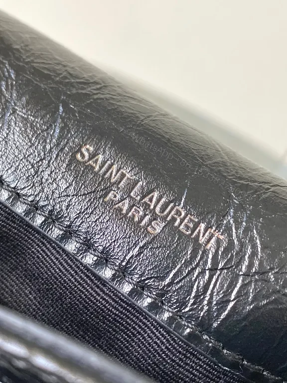 View 2 of Compact Luxe Crossbody: Textured Black Leather, YSL-Inspired