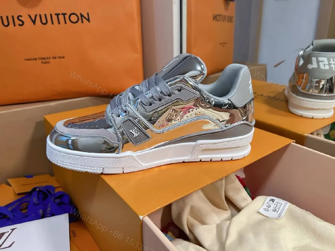 View 6 of Sparkling Metallic Sneaker: Luxury Comfort, Designer-Inspired Style