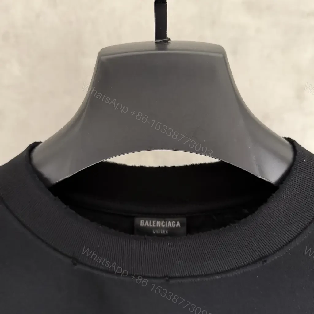 View 10 of Black Cotton Tee - Oversized Relaxed Fit with Embroidered Logo