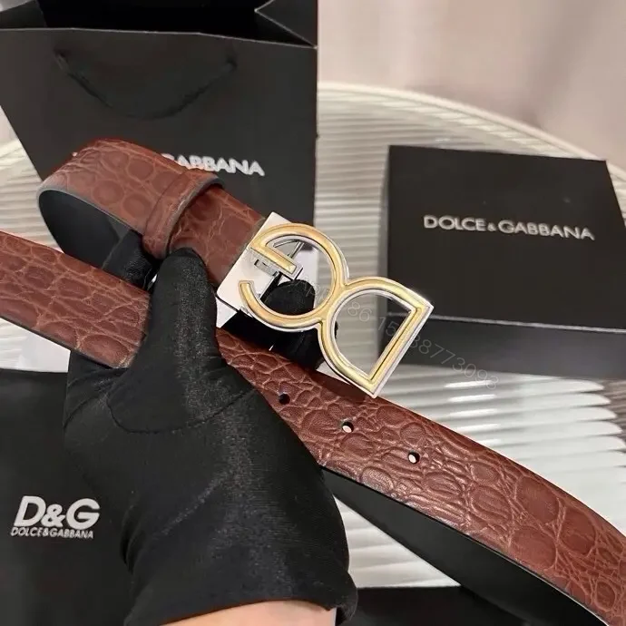 View 8 of Lux embossed crocodile belt with gold DG buckle