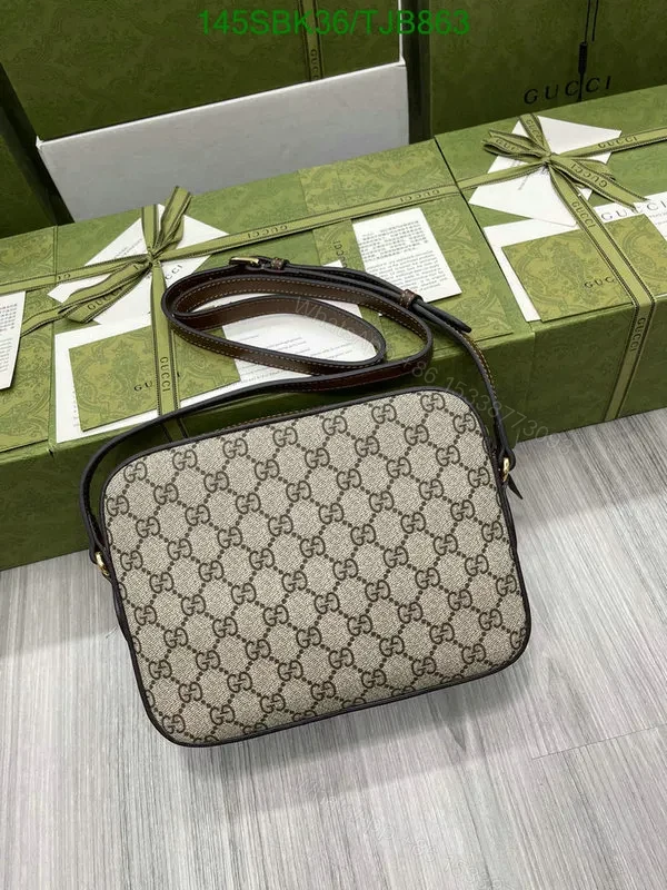 View 4 of Gucci Beige and Ebony Shoulder Bag featuring GG Supreme Canvas 645454