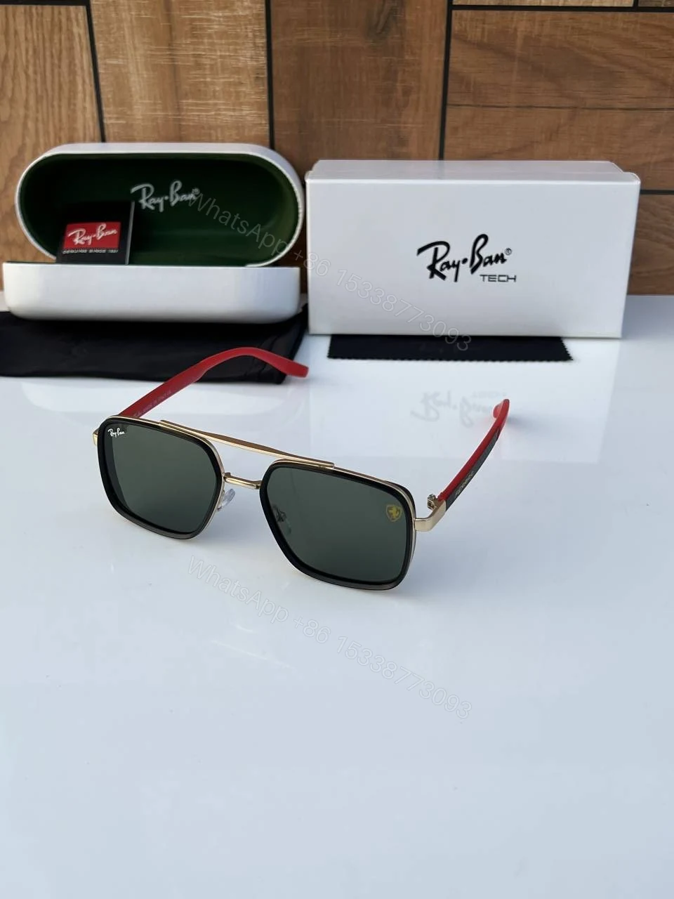 First Copy RayBan 8830 Gold Green Sunglasses — view 1