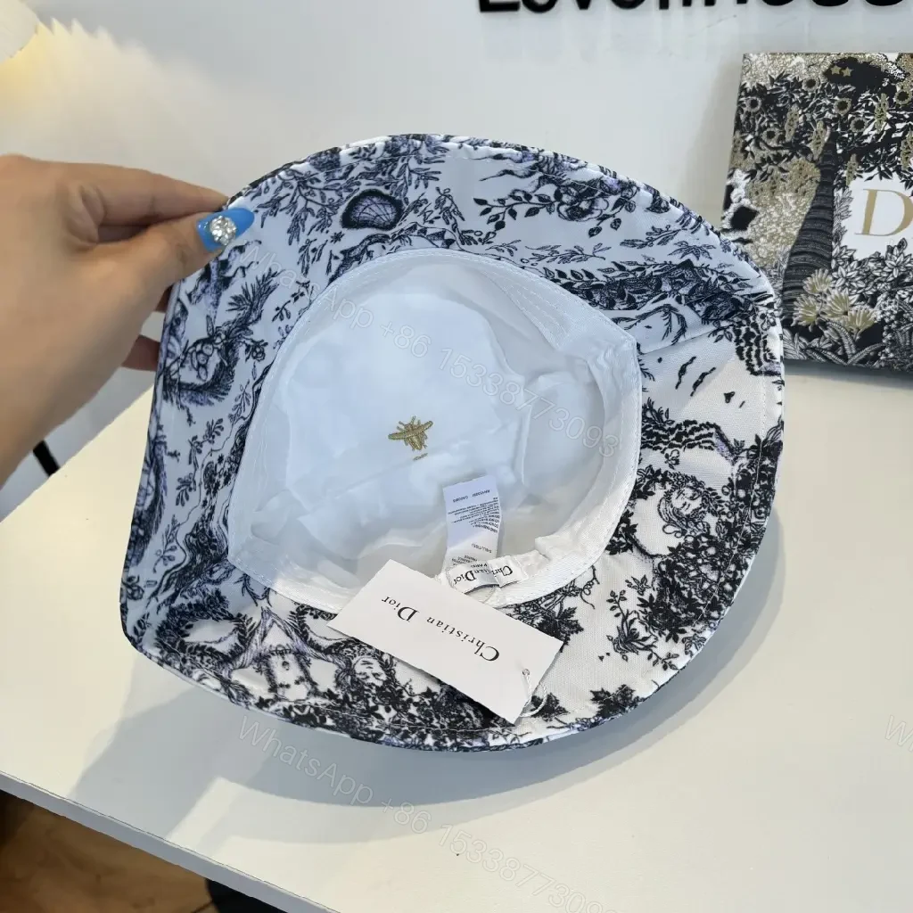 View 7 of Black & White Toile Hat - Bucket Style, Dior Band, All-Over Print