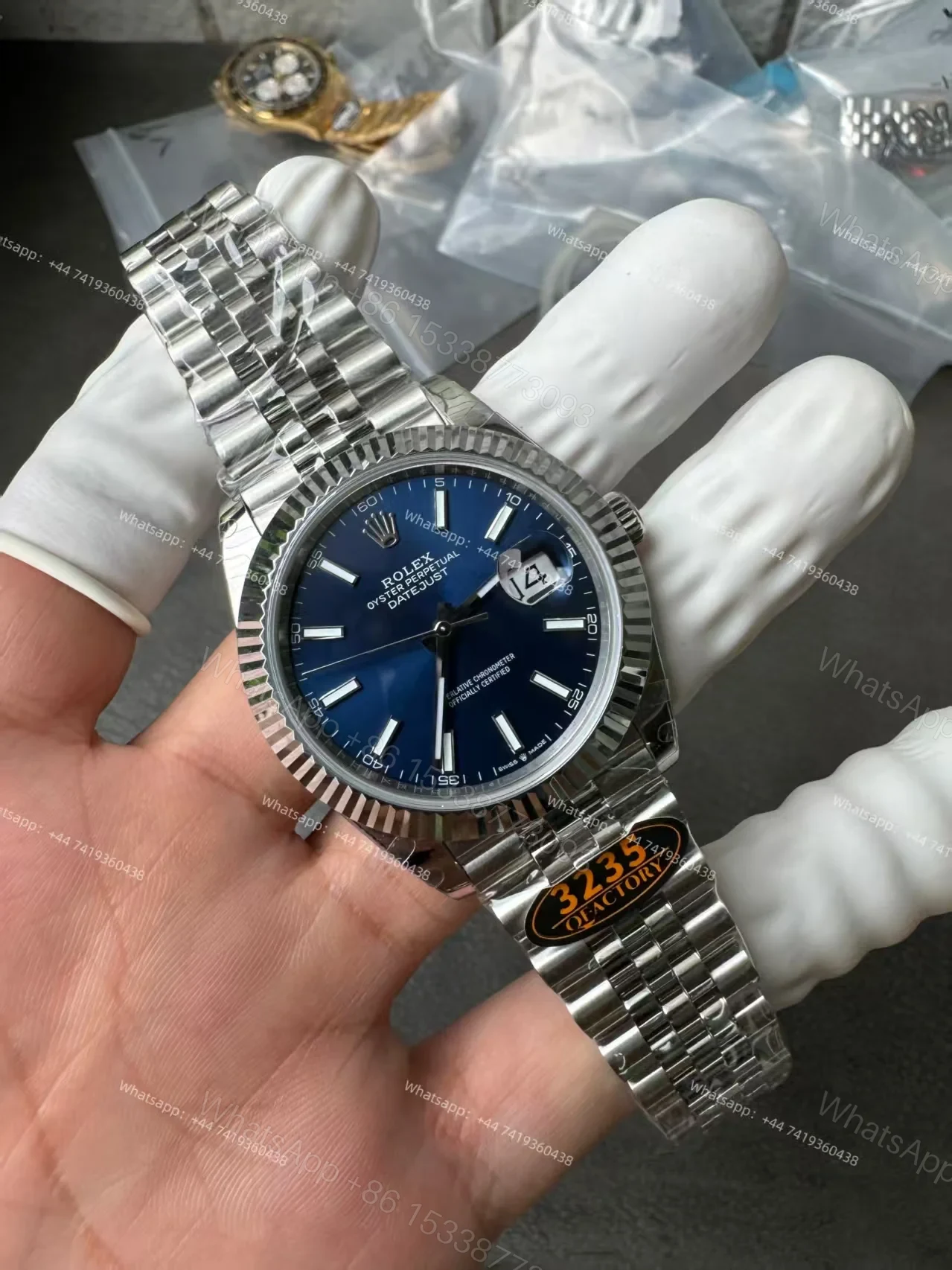 View 8 of Rolex Datejust M126334 Blue Dial 1:1 Replica Jubilee 41MM 3235 Movement Super Clone Watch