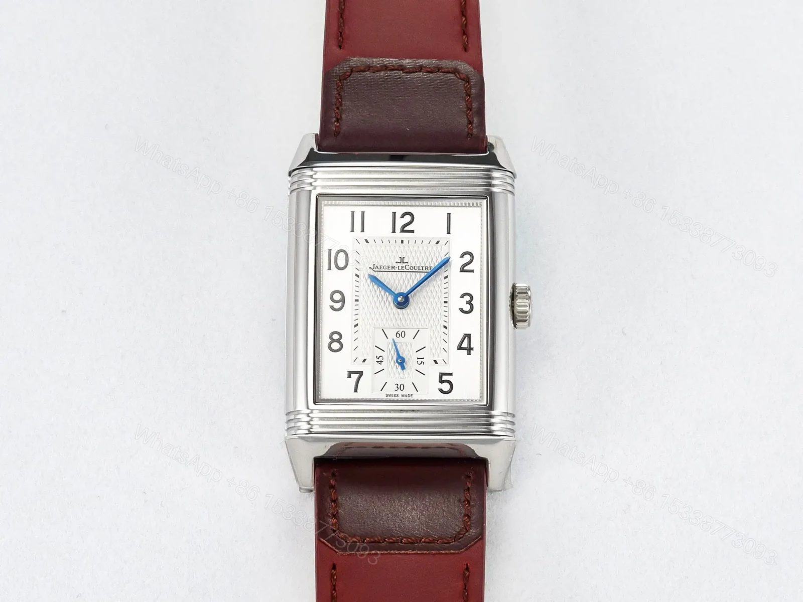 View 13 of Reverso Classic Duoface Small Seconds SS MGF Best Edition White Guilloché Dial on Red Leather Strap A854A