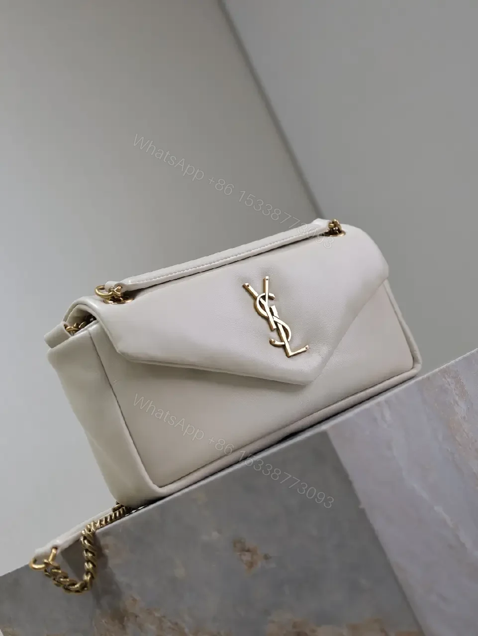 View 4 of Ivory Leather Envelope Bag + Gold Hardware + Elegant + Luxe Everyday Bag