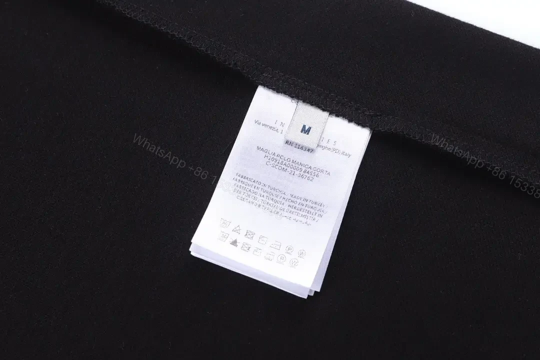 View 3 of Classic Black Polo with Subtle Crest, Premium Cotton-Blend, Menswear