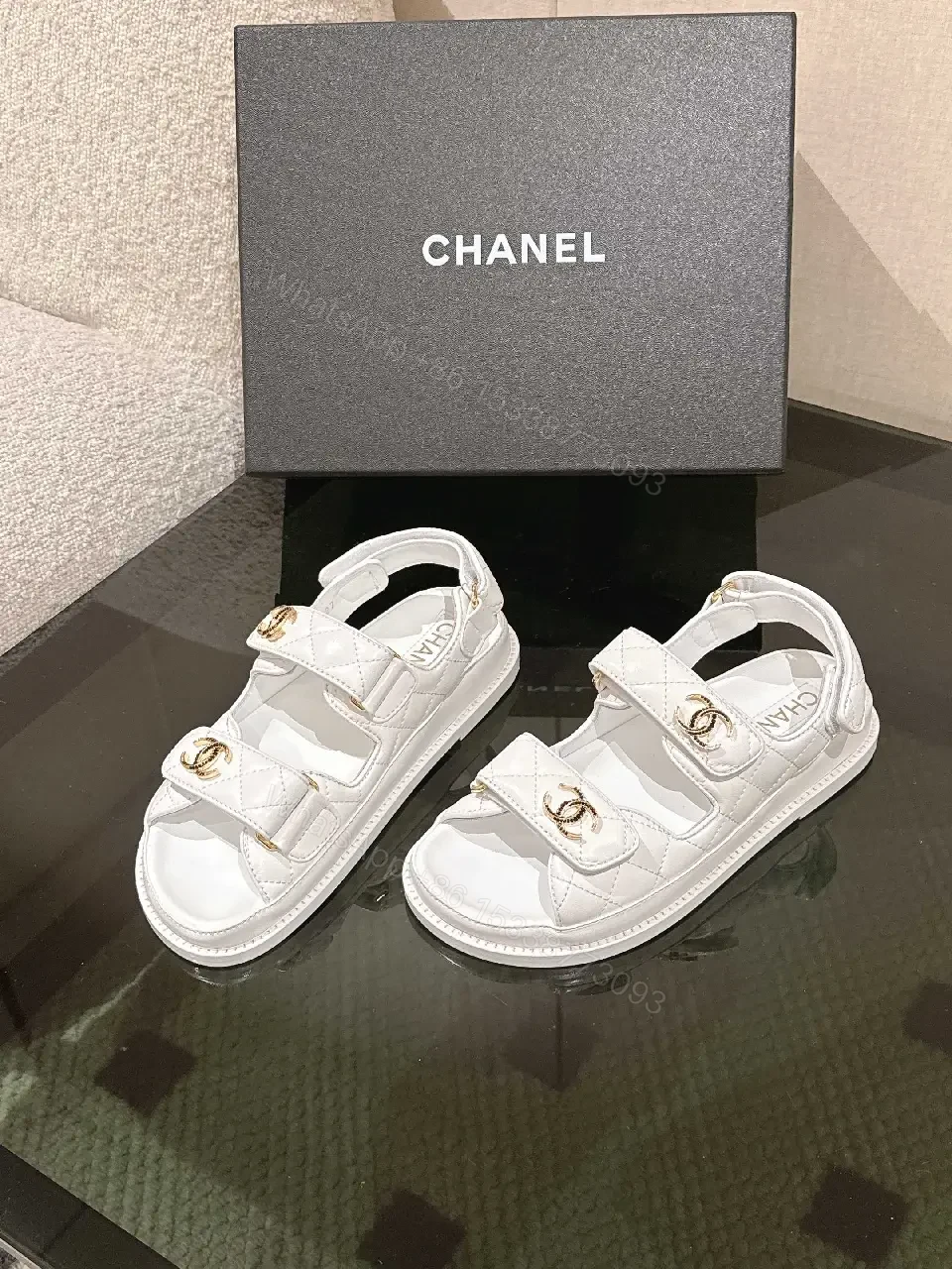 View 5 of White Leather Quilted Sandals - Cushioned, All-Day Comfort
