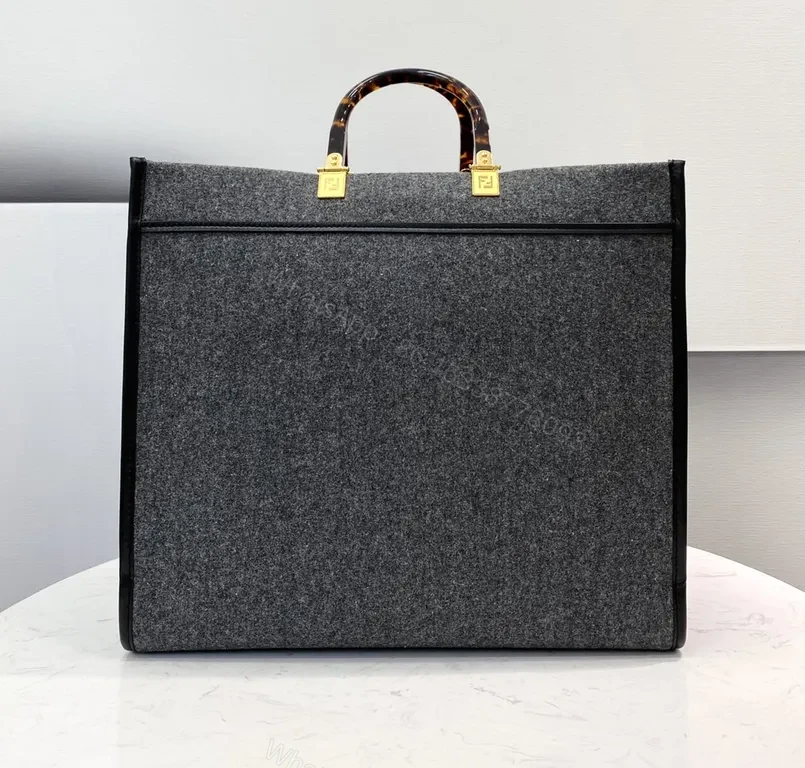 View 2 of Structured Wool-Blend Tote with Fendi-Inspired Accent Tote