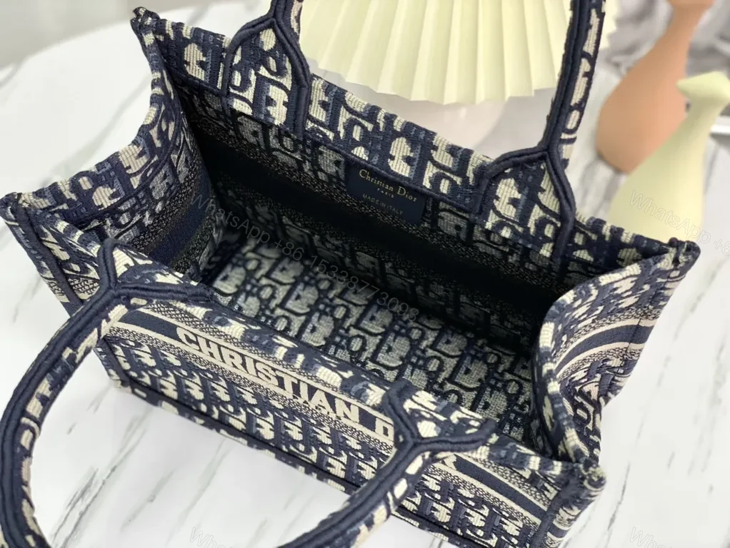 View 4 of Navy Dior Oblique Tote: Signature Pattern, Everyday Luxury
