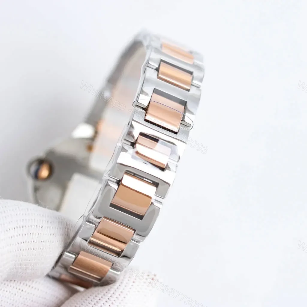 View 8 of JF Factory Cartier Ballon Bleu Automatic Watch – Rose Gold and Stainless Steel, Dark Yellow Dial, Roman Numerals, Blue Hands, 10mm Thick, Quick Release Leather Strap, Model 845565xx3489