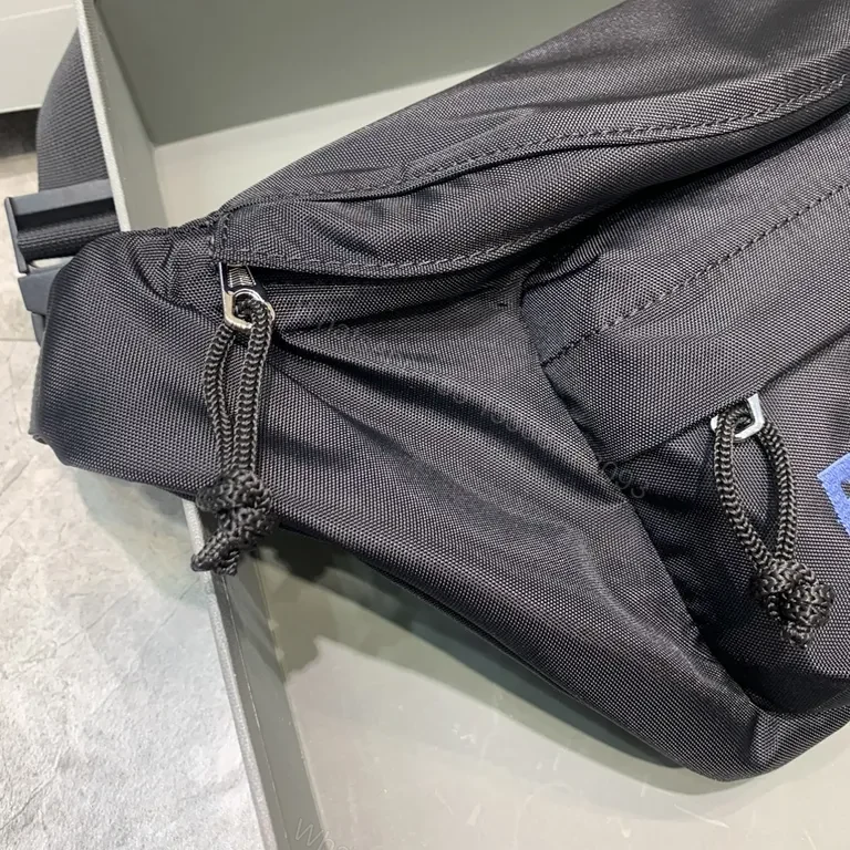 View 3 of Black Nylon Belt Bag â€“ Balenciaga, Discreet Logo, Hands-Free Convenience