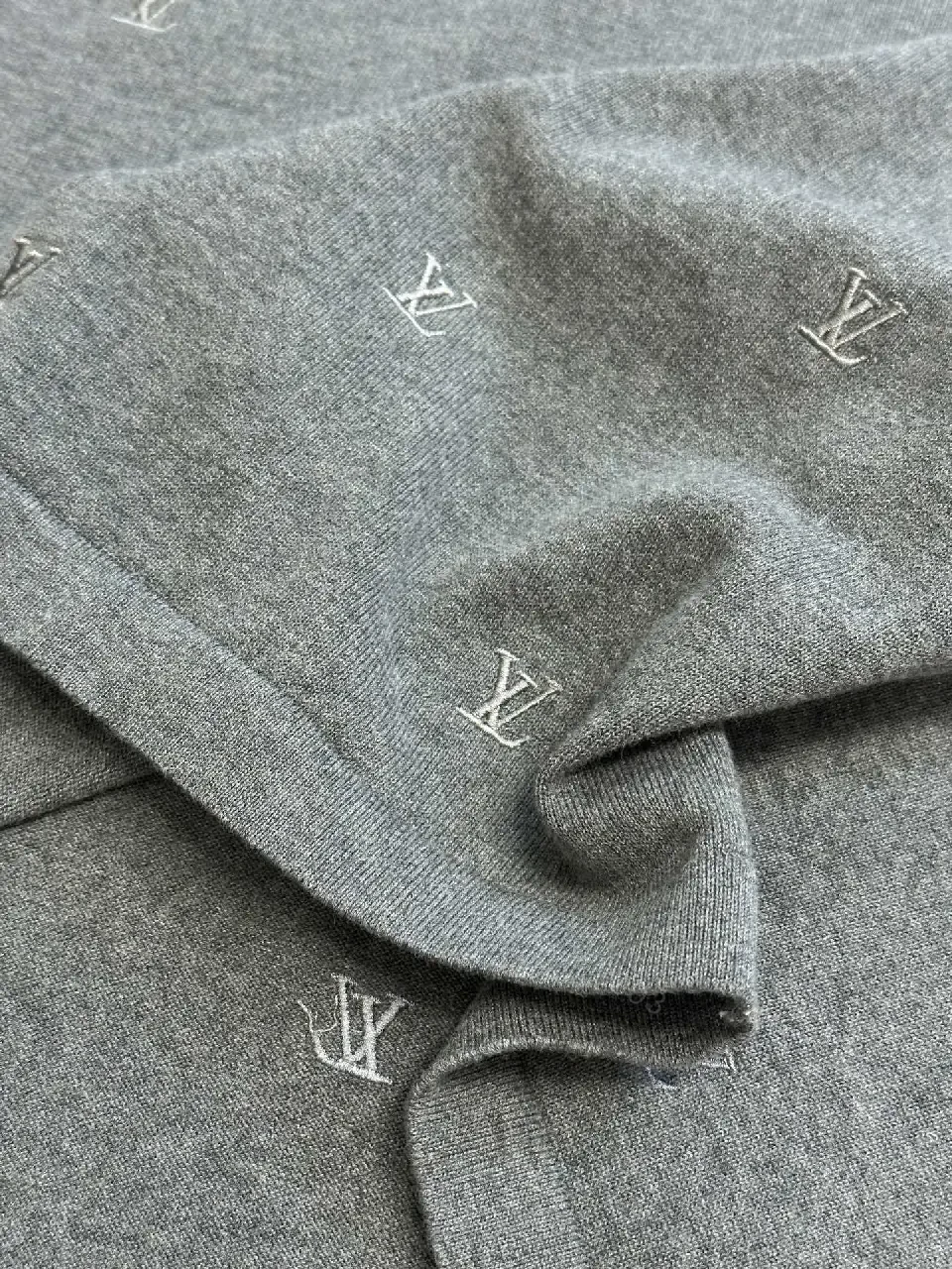 View 7 of Gray Knit Crewneck Monogram Luxury Sweater-Dress Hybrid
