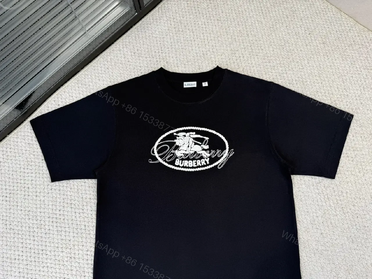 View 4 of Black Cotton Tee — Modern Luxe Graphic Statement Top