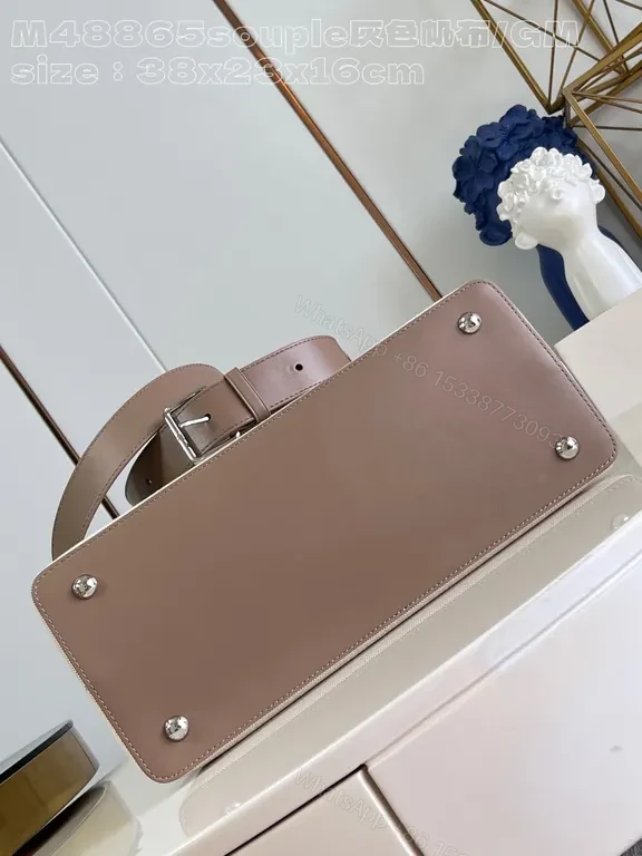 View 7 of Structured Tote: Subtle Luxury Canvas, LV Hardware, Everyday Elegance