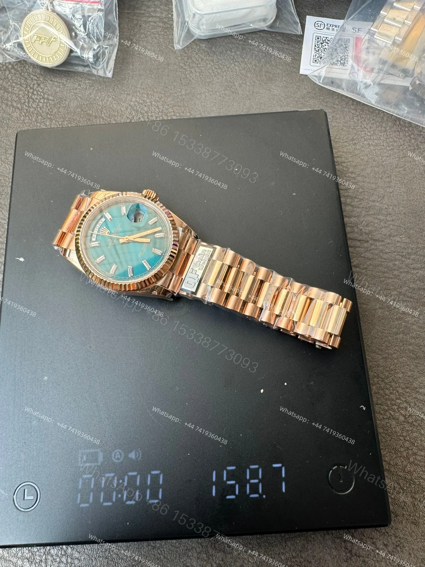 View 10 of Rolex Day-Date M128235-0085 1:1 Replica Rose Gold Turquoise Dial 36MM 3255 Movement Presidential Bracelet Super Clone Watch
