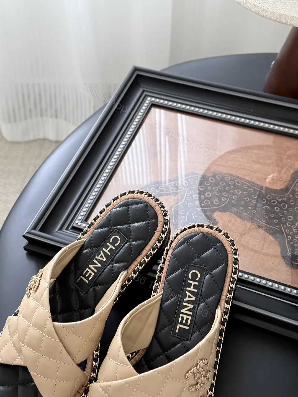 View 2 of Quilted Sandal with Chain Trim – Luxe Everyday Couture