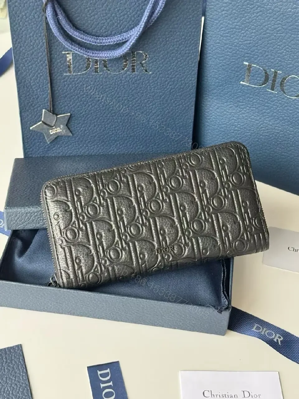 View 8 of Structured Leather Wallet: Embossed Mono, Slim, Cardholder Edge