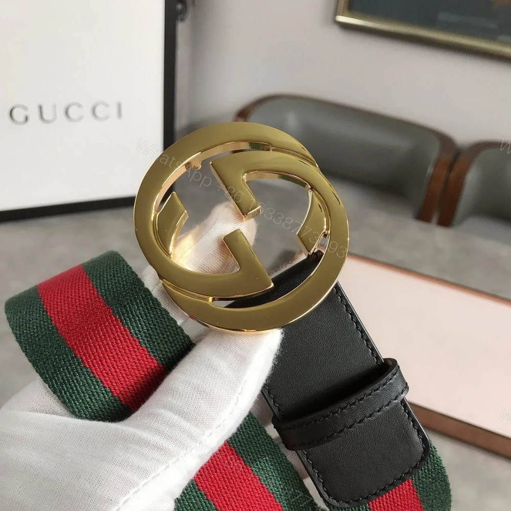 View 6 of Gucci Web Belt With G Buckle Green 4Cm