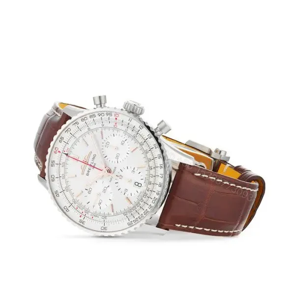 View 3 of Replica Breitling Navitimer Automatic Silver Alligator Watch AB0139211G1P1