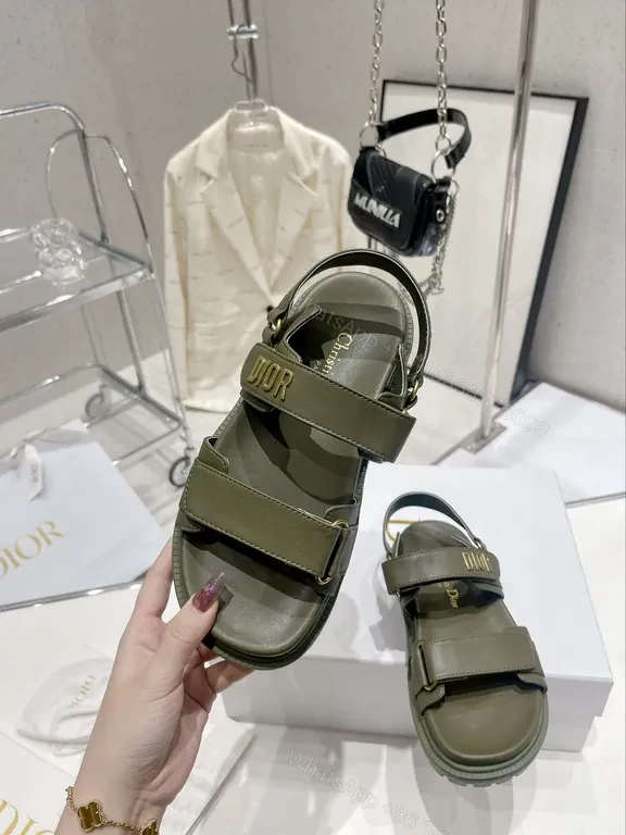 Olive Strappy Sandals with Gold-Dior Hardware â€“ Luxe Comfort — view 1