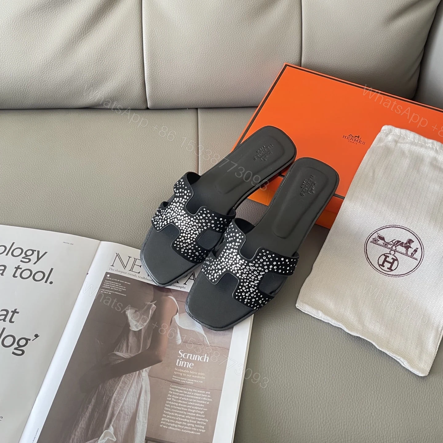 View 3 of HERMES ORAN SANDAL NOIR H222108Z 02360